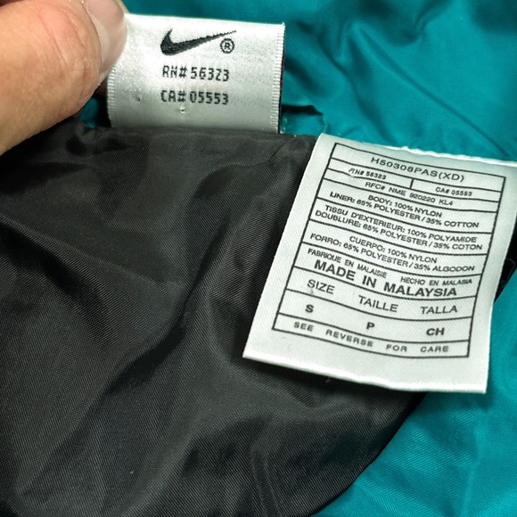 Vintage 90s Nike Jacket Black Teal Green Windbreaker Jacket Mens Small - Picture 9 of 10